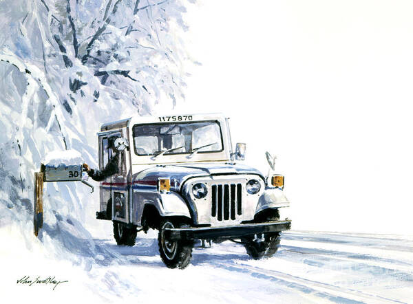 John Swatsley Poster featuring the painting 1980s U.S. Postal Service Jeep by John Swatsley