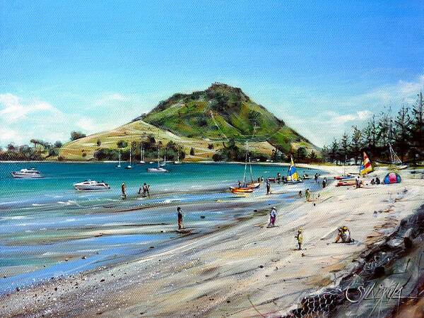 Beach Poster featuring the painting Pilot Bay Mt M 090210 #1 by Sylvia Kula