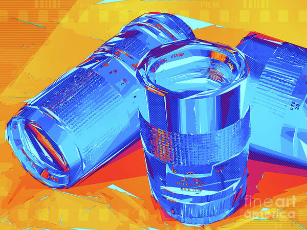 Old School Poster featuring the digital art Pop Art Camera Lenses #2 by Phil Perkins