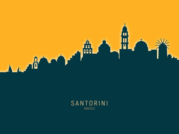 Santorini Poster featuring the digital art Santorini Skyline #25 by Michael Tompsett