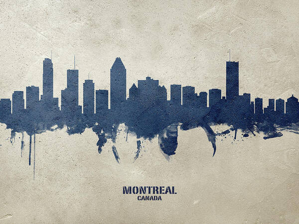 Montreal Poster featuring the digital art Montreal Canada Skyline #26 by Michael Tompsett