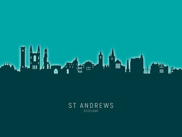 St Andrews Poster featuring the digital art St Andrews Scotland Skyline #26 by Michael Tompsett