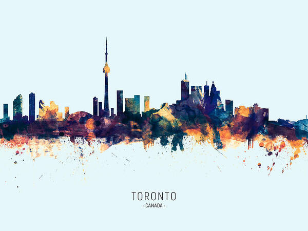 Toronto Poster featuring the digital art Toronto Canada Skyline #28 by Michael Tompsett