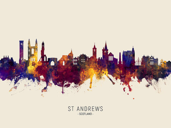 St Andrews Poster featuring the digital art St Andrews Scotland Skyline #33 by Michael Tompsett