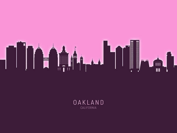 Oakland Poster featuring the digital art Oakland California Skyline #34 by Michael Tompsett