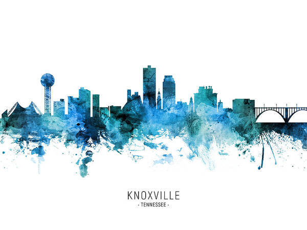 Knoxville Poster featuring the digital art Knoxville Tennessee Skyline #40 by Michael Tompsett
