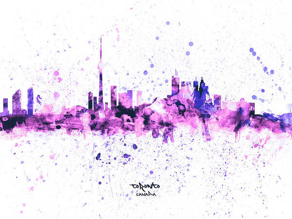 Toronto Poster featuring the digital art Toronto Canada Skyline #49 by Michael Tompsett