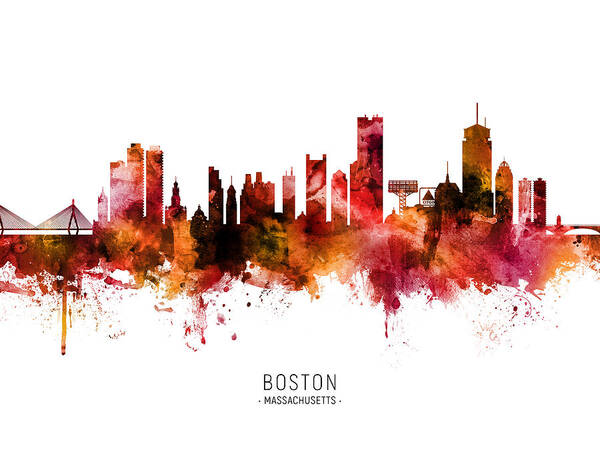 Boston Poster featuring the digital art Boston Massachusetts Skyline #64 by Michael Tompsett