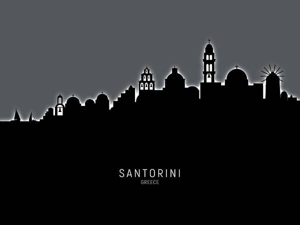 Santorini Poster featuring the digital art Santorini Skyline #9 by Michael Tompsett