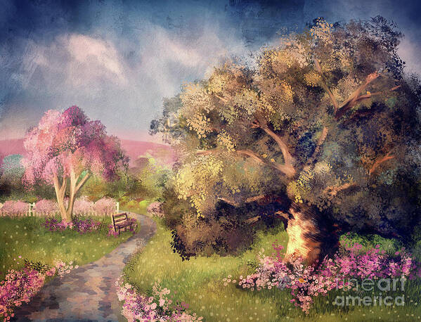 Spring Poster featuring the digital art A Chilly Spring Morning by Lois Bryan