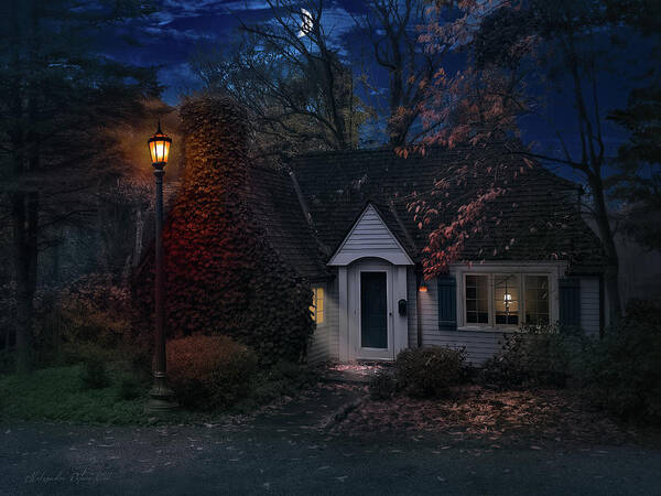 Home Poster featuring the photograph A house by a street lamp by Aleksander Rotner