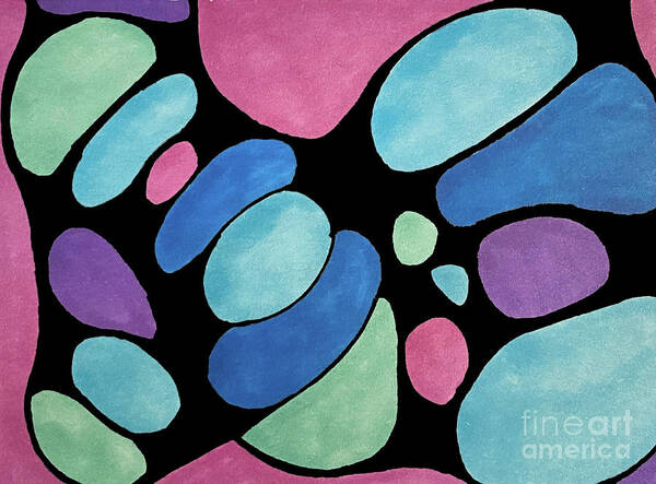Abstract Poster featuring the digital art Abstract Pebbles by Lisa Neuman