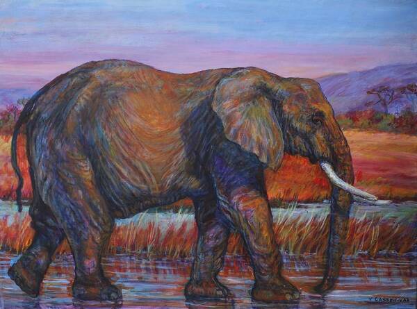 Animal Poster featuring the painting African Elephant by Veronica Cassell vaz