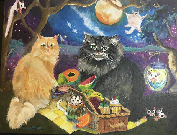 Cats Poster featuring the painting After Midnight by Linda Kegley
