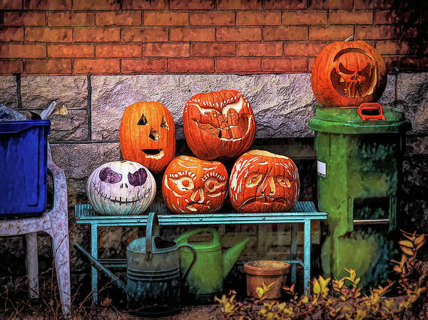 Carved Pumpkins Poster featuring the photograph After the party by Tatiana Travelways