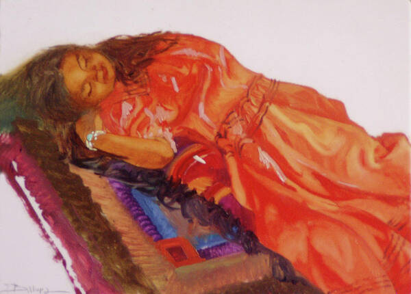 Miniatures Poster featuring the painting Afternoon Nap by Elizabeth - Betty Jean Billups