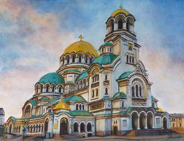 Christianity Poster featuring the painting Alexander Nevsky Cathedral, Sofia by Henrieta Maneva