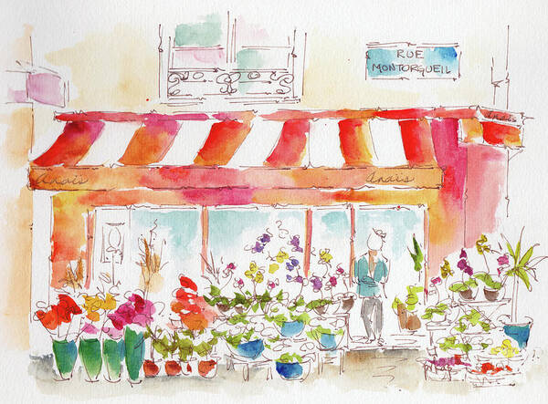 Impressionism Poster featuring the painting Anais Flower Shop Paris by Pat Katz