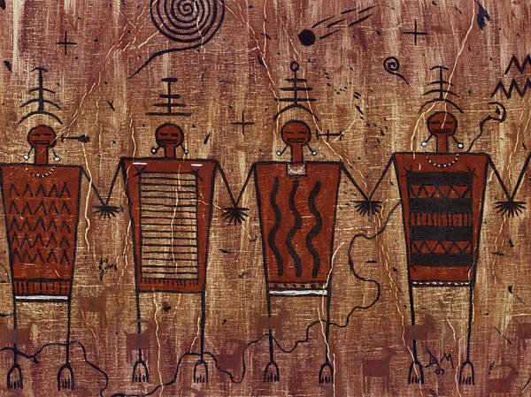 Pictographs Poster featuring the painting Ancient Friends of The Four Corners by Doug Miller