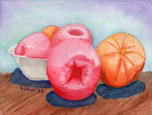Still Life Poster featuring the painting Apples and Oranges by Katrina Gunn