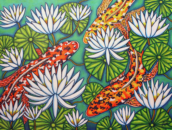Koi Poster featuring the painting Aquatic Jewels by Lisa Lorenz