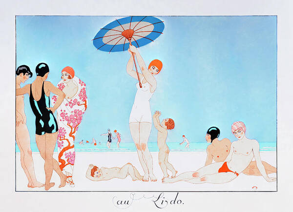 George Barbier Poster featuring the drawing Au Lido by George Barbier