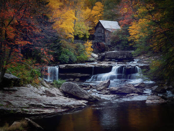 Autumn Poster featuring the photograph Autumn at the Mill by Jaki Miller