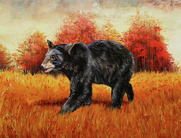 Bear Poster featuring the painting Autumn Black Bear by Crista Forest