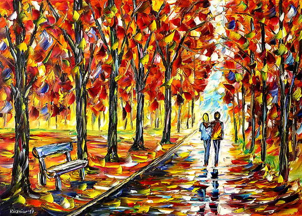 Colorful Park Poster featuring the painting Autumn Love by Mirek Kuzniar
