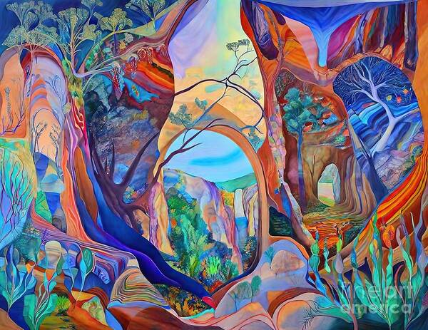 Landscape Poster featuring the painting Awakening Painting abstract artwork awareness background brushstroke canvas color concept consciousness creativity design development evolution generation human idea identity illustration by N Akkash