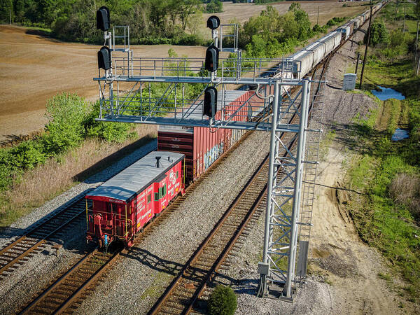 Railroad Poster featuring the photograph B and O 185th Anniversary Caboose northbound at Princeton Indiana by Jim Pearson