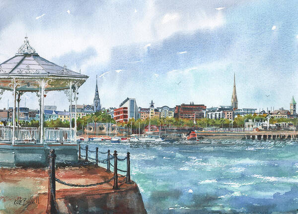 Bandstand Poster featuring the painting Bandstand East Pier Dun Laoghaire Ireland by Kate Bedell
