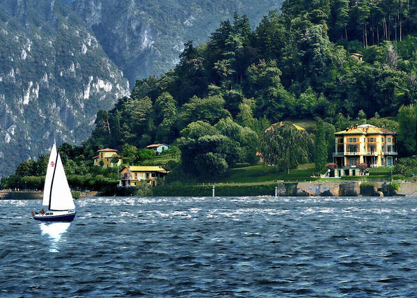 Sailboat Poster featuring the photograph Bellagio Villa by Jim Hill