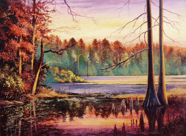 Big Thicket Poster featuring the painting Big Thicket Swamp by Randy Welborn