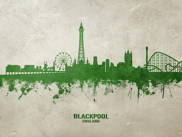 Blackpool Poster featuring the digital art Blackpool England Skyline #50 by Michael Tompsett
