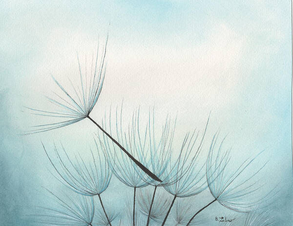 Dandelions Poster featuring the painting Blowin' In The Wind by Bob Labno