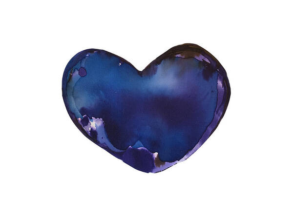 Watercolor Poster featuring the painting Blue Heart by Sandy Rakowitz
