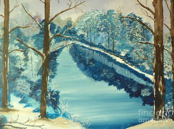 Landscape Poster featuring the painting Blue Winter Morn # 212 by Donald Northup