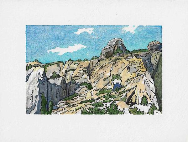 Landscape Poster featuring the painting Boulders and Slopes by Greg Miller