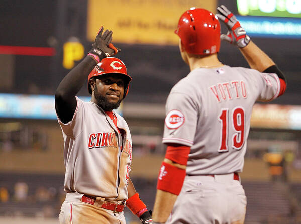 People Poster featuring the photograph Brandon Phillips and Joey Votto by Justin K. Aller