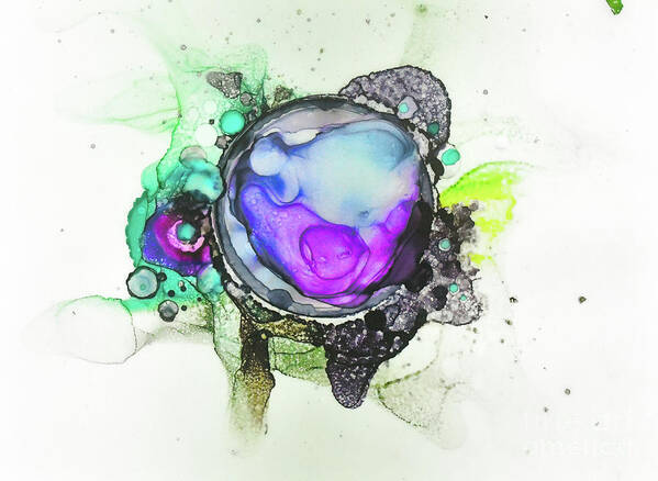 ©carleeojeda Poster featuring the painting Bubble Turtle - alcohol ink painting by Carlee Ojeda