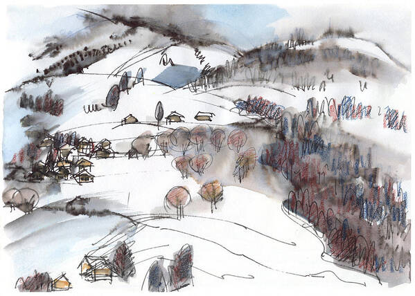 Landscape Poster featuring the painting Buehlberg Winter by Judith Kunzle