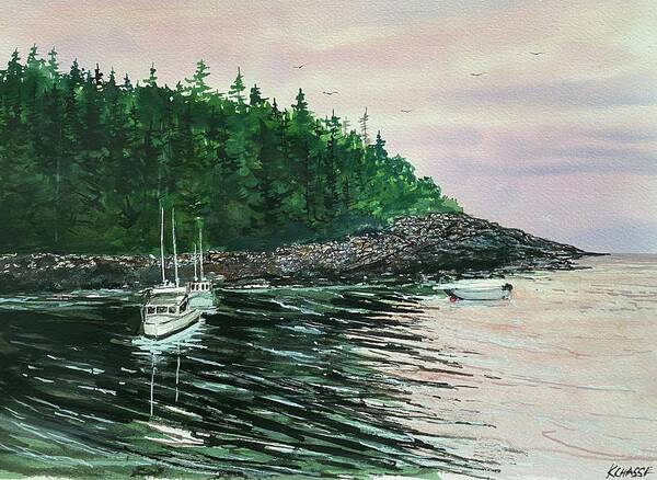 Acadia National Park Poster featuring the painting Bunker Harbor, Acadia Maine by Kellie Chasse