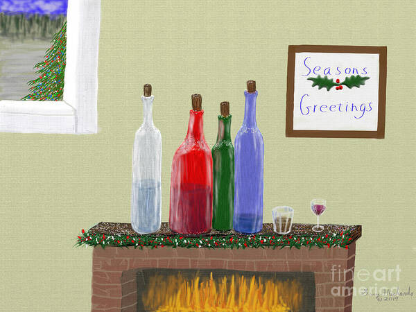 Bottles Coloredbottles Festive Poster featuring the digital art Celebrate the Season by Gary F Richards