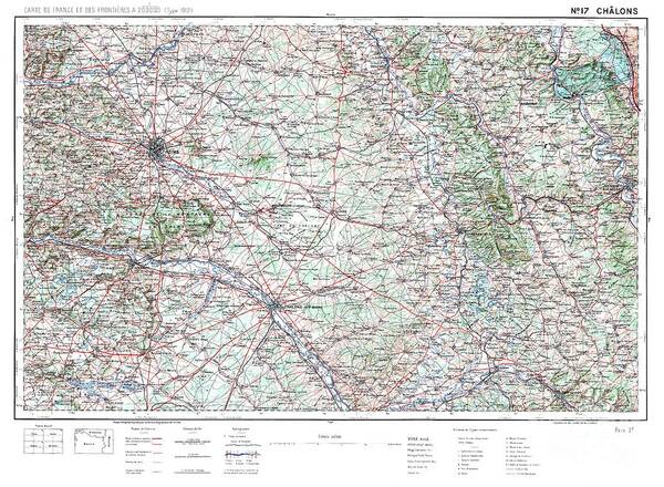 Color Poster featuring the photograph Chalons France 1912 Map by Pete Klinger