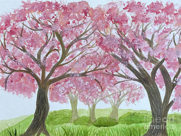 Cherry Trees Poster featuring the mixed media Cherry Blossoms by Lisa Neuman