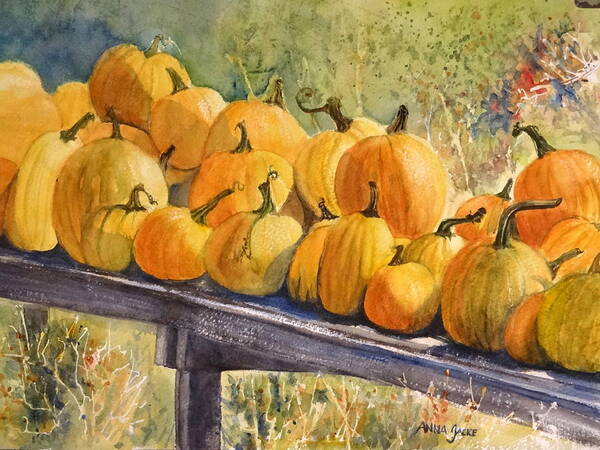Pumpkins Poster featuring the painting Choices by Anna Jacke