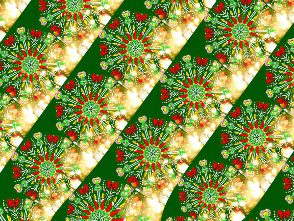 Christmas Poster featuring the digital art Christmas Candle Mandala Joy Spiral 2 by Eileen Backman