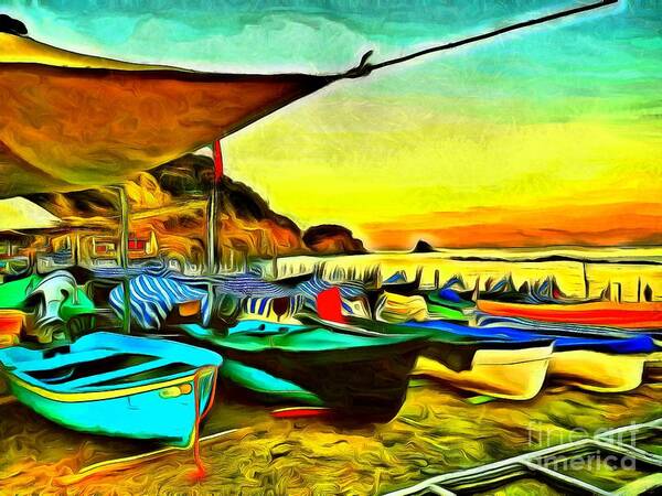 Cinque Terre Poster featuring the photograph Cinque Terre Colorful Boats by Sea Change Vibes