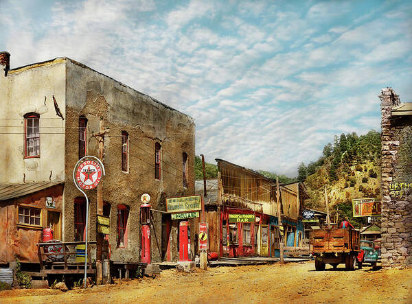 Mogollon Poster featuring the photograph City - Mogollon, NM - JP Holland general store 1940 by Mike Savad